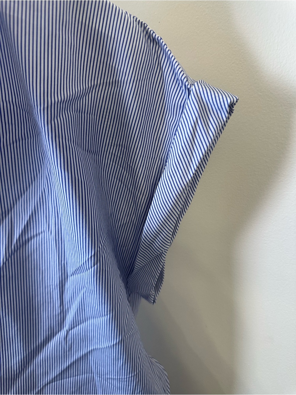 Blue and White Stripe Short-Sleeve J Crew Popover Shirt Size 12 Crisp Cotton - Picture 6 of 9